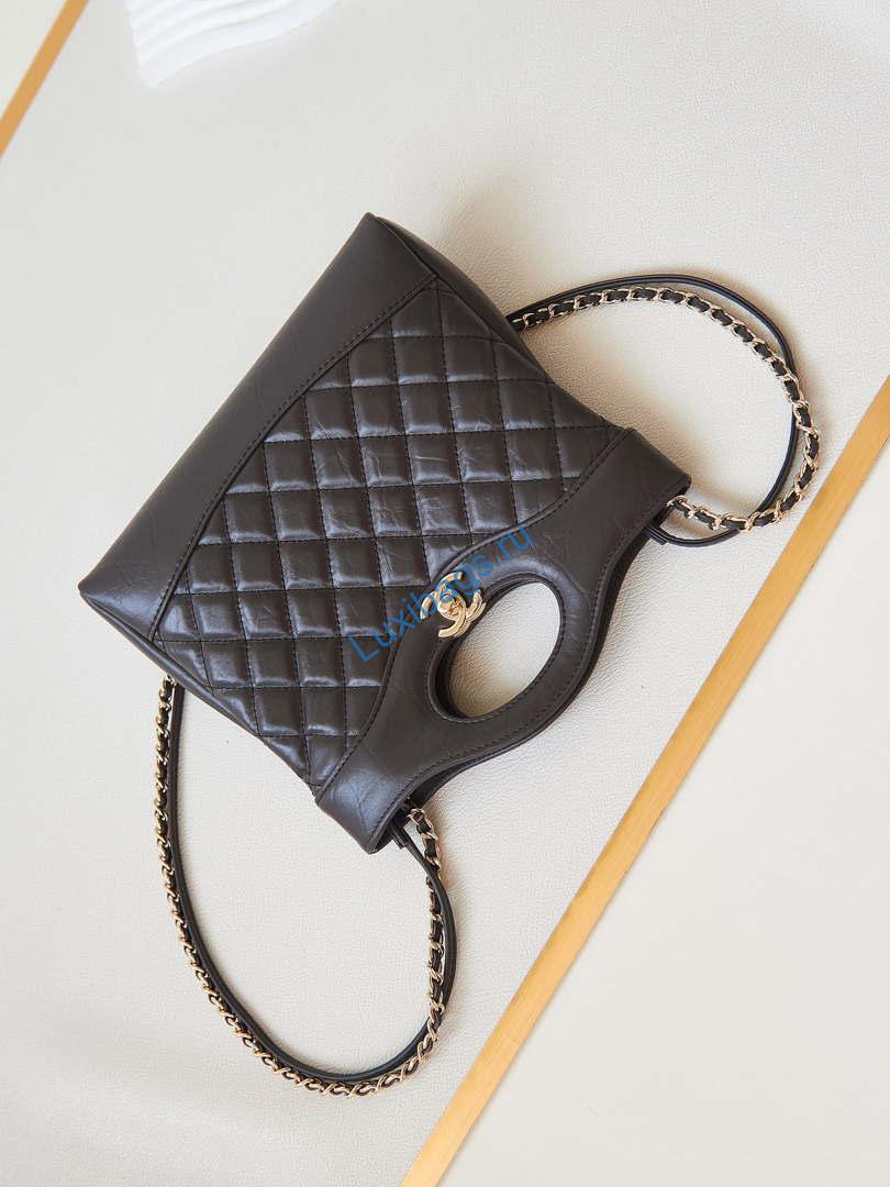 Chanel 31 mini Shopping Chain Lambskin leather AS4133 Bag Dark Brown | chanel 31 mini shopping chain lambskin leather as4133 bag dark brown 007