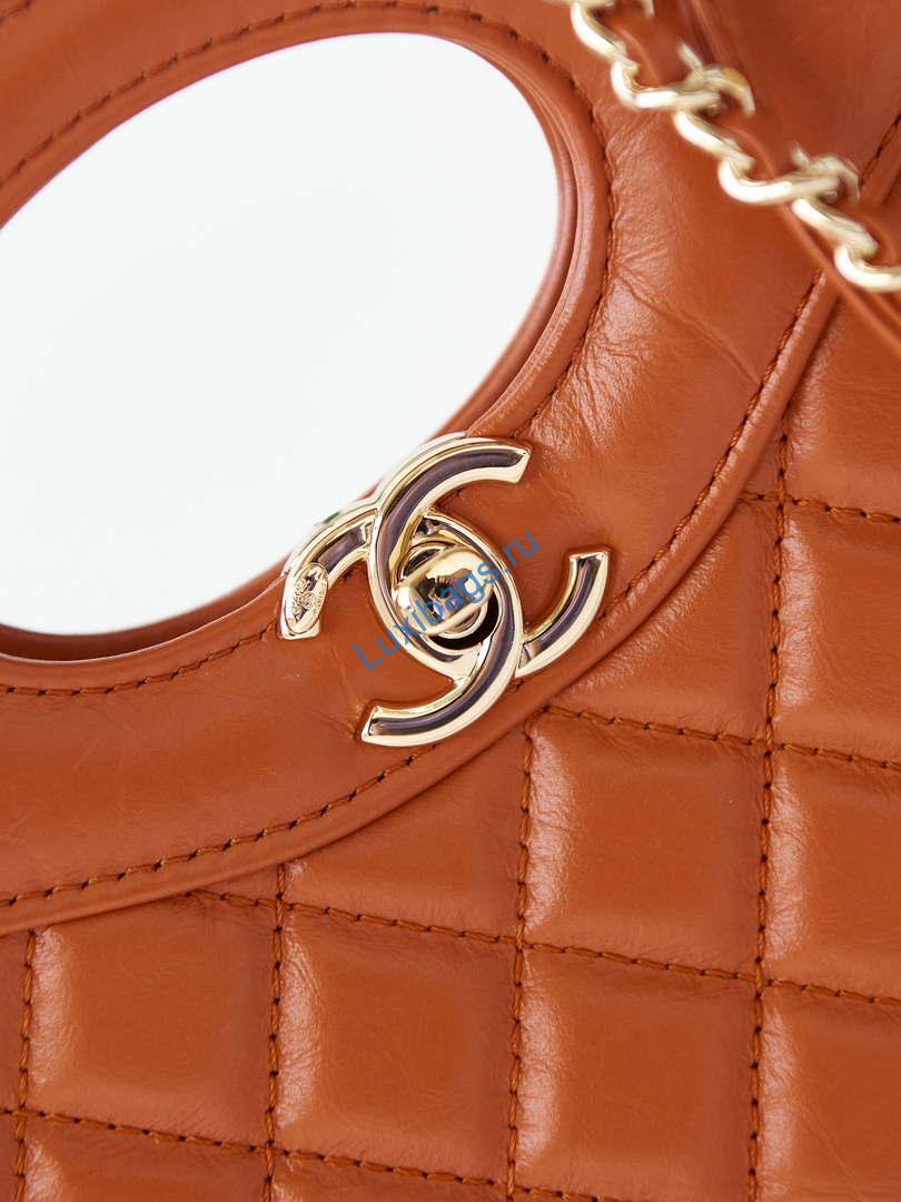 Chanel 31 mini Shopping Chain Lambskin leather AS4133 Bag Brown | chanel 31 mini shopping chain lambskin leather as4133 bag orange 002
