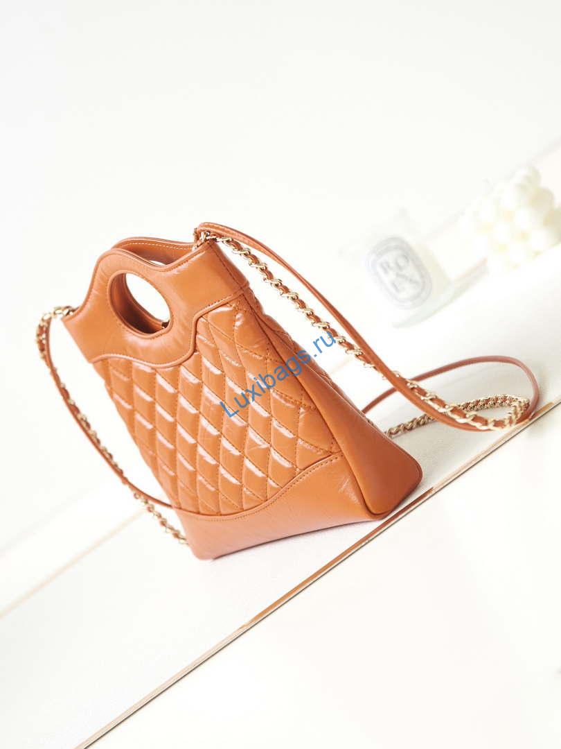 Chanel 31 mini Shopping Chain Lambskin leather AS4133 Bag Brown | chanel 31 mini shopping chain lambskin leather as4133 bag orange 004