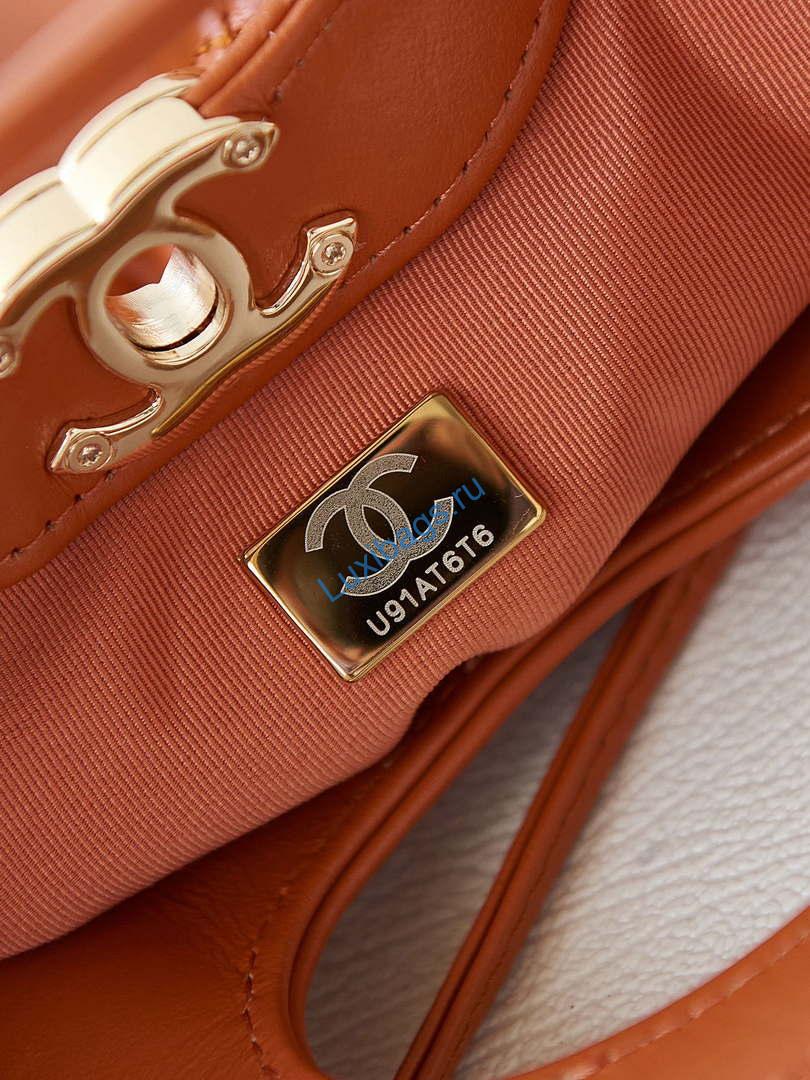 Chanel 31 mini Shopping Chain Lambskin leather AS4133 Bag Brown | chanel 31 mini shopping chain lambskin leather as4133 bag orange 009