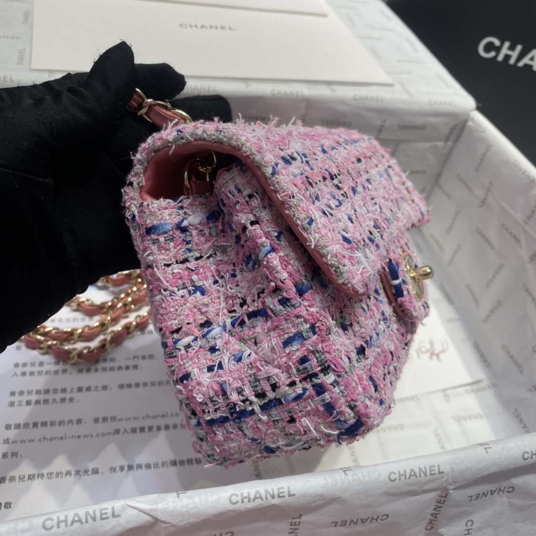 Chanel A1116 Mini Flap Classic Handbag Tweed & Gold-Tone Metal Pink | chanel a1116 mini flap classic handbag tweed gold tone metal pink 004 d87ddfc2 6af2 46dc ac55 bf14eb67bbbd