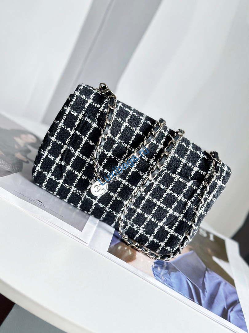 Chanel A1116 Mini Flap Classic Handbag Tweed & Silver-Tone Metal Black | chanel a1116 mini flap classic handbag tweed silver tone metal black 002
