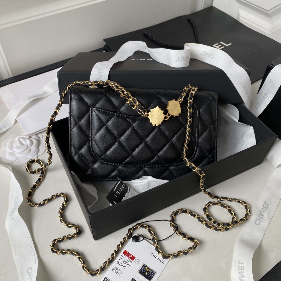 Chanel AP3424 Woc Mini Flap Bag Lambskin Black | chanel ap3424 woc mini flap bag lambskin black 002
