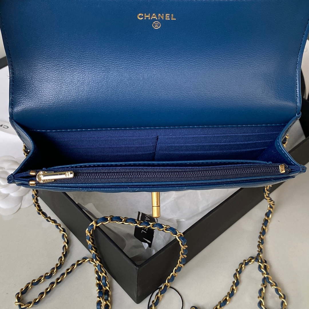 Chanel AP3424 Woc Mini Flap Bag Lambskin Blue | chanel ap3424 woc mini flap bag lambskin blue 008