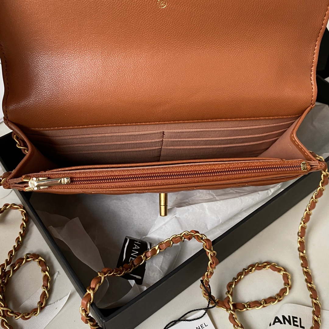 Chanel AP3424 Woc Mini Flap Bag Lambskin Caramel | chanel ap3424 woc mini flap bag lambskin caramel 006