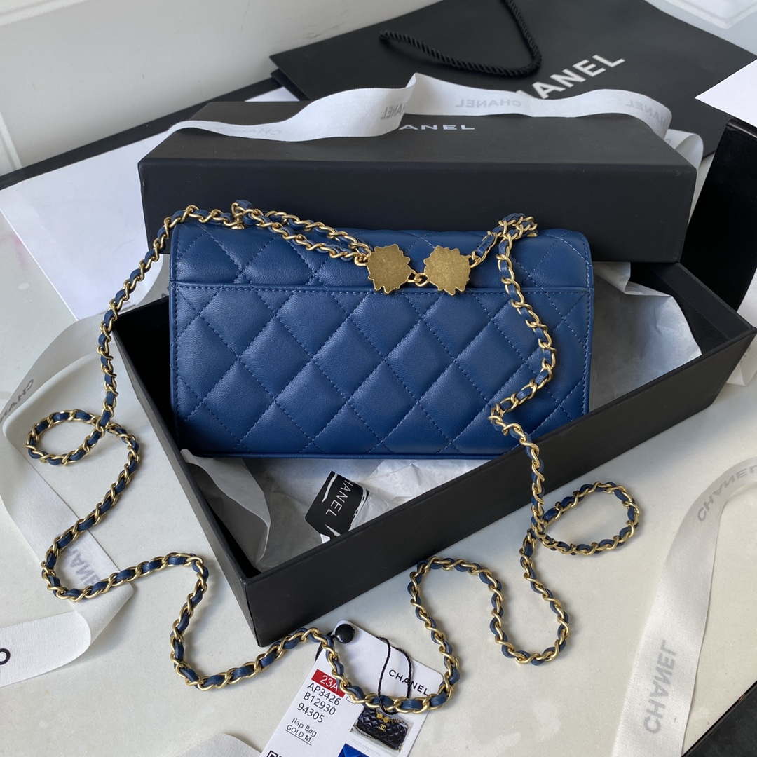 Chanel AP3426 Woc Mini Flap Bag Lambskin 17cm Blue | chanel ap3426 woc mini flap bag lambskin 17cm blue 002