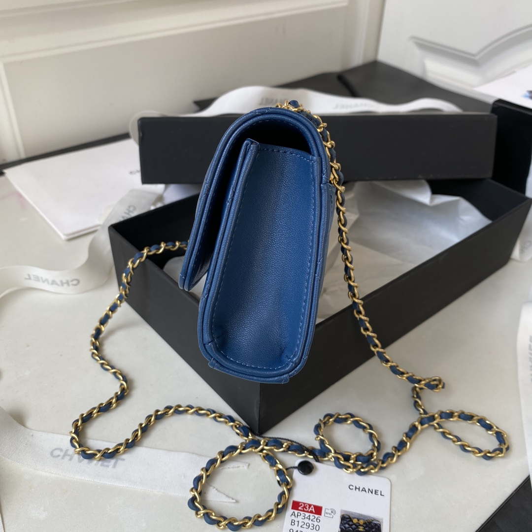 Chanel AP3426 Woc Mini Flap Bag Lambskin 17cm Blue | chanel ap3426 woc mini flap bag lambskin 17cm blue 006