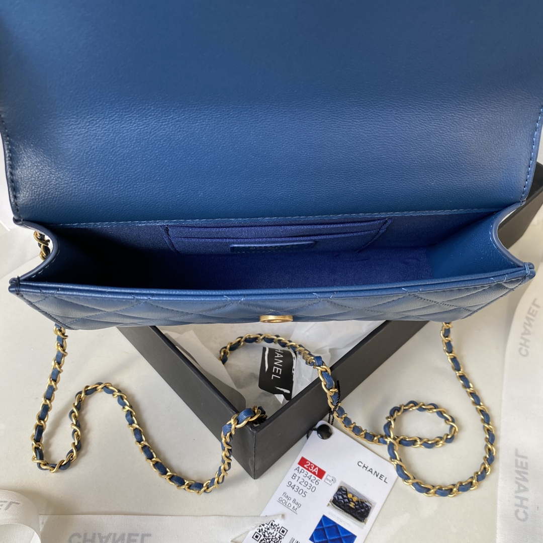Chanel AP3426 Woc Mini Flap Bag Lambskin 17cm Blue | chanel ap3426 woc mini flap bag lambskin 17cm blue 008