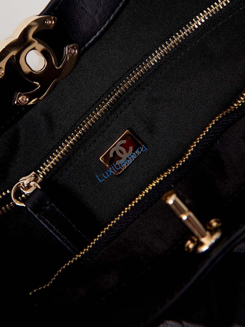 Chanel AS1010 31 Larage Shopping Bag Shiny Lambskin Black | chanel as1010 31 larage shopping bag shiny lambskin black 008