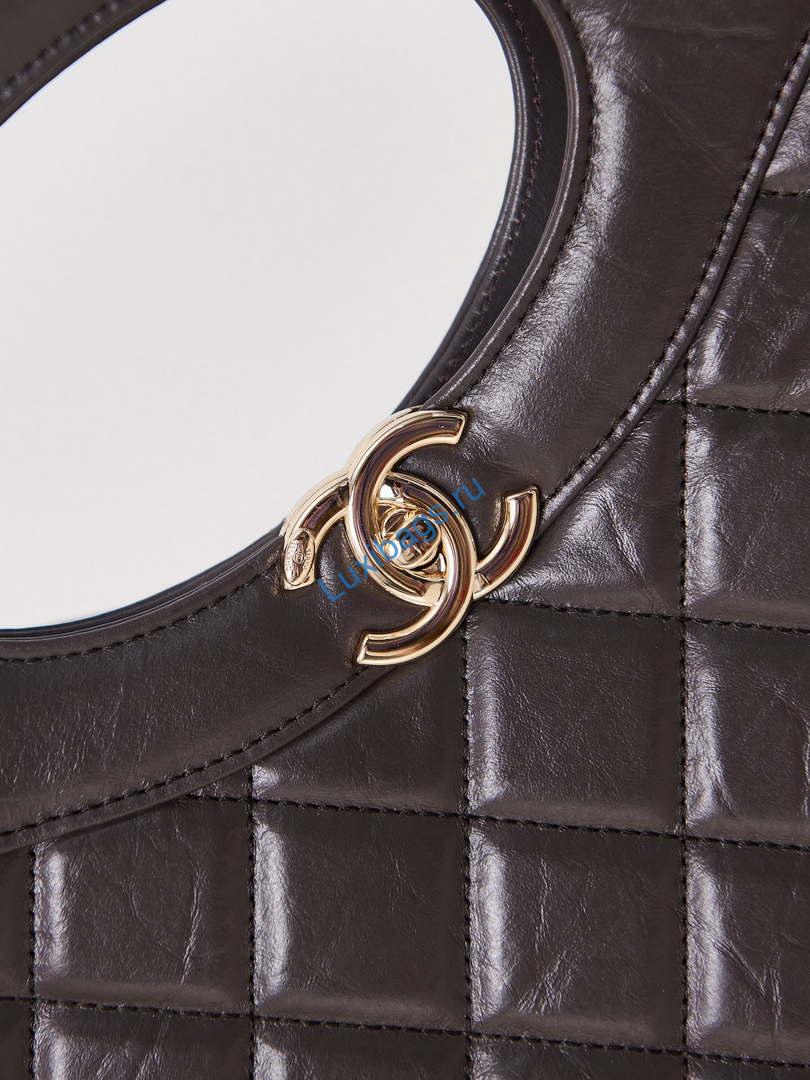 Chanel AS1010 31 Larage Shopping Bag Shiny Lambskin Dark Borwn | chanel as1010 31 larage shopping bag shiny lambskin dark brown 002