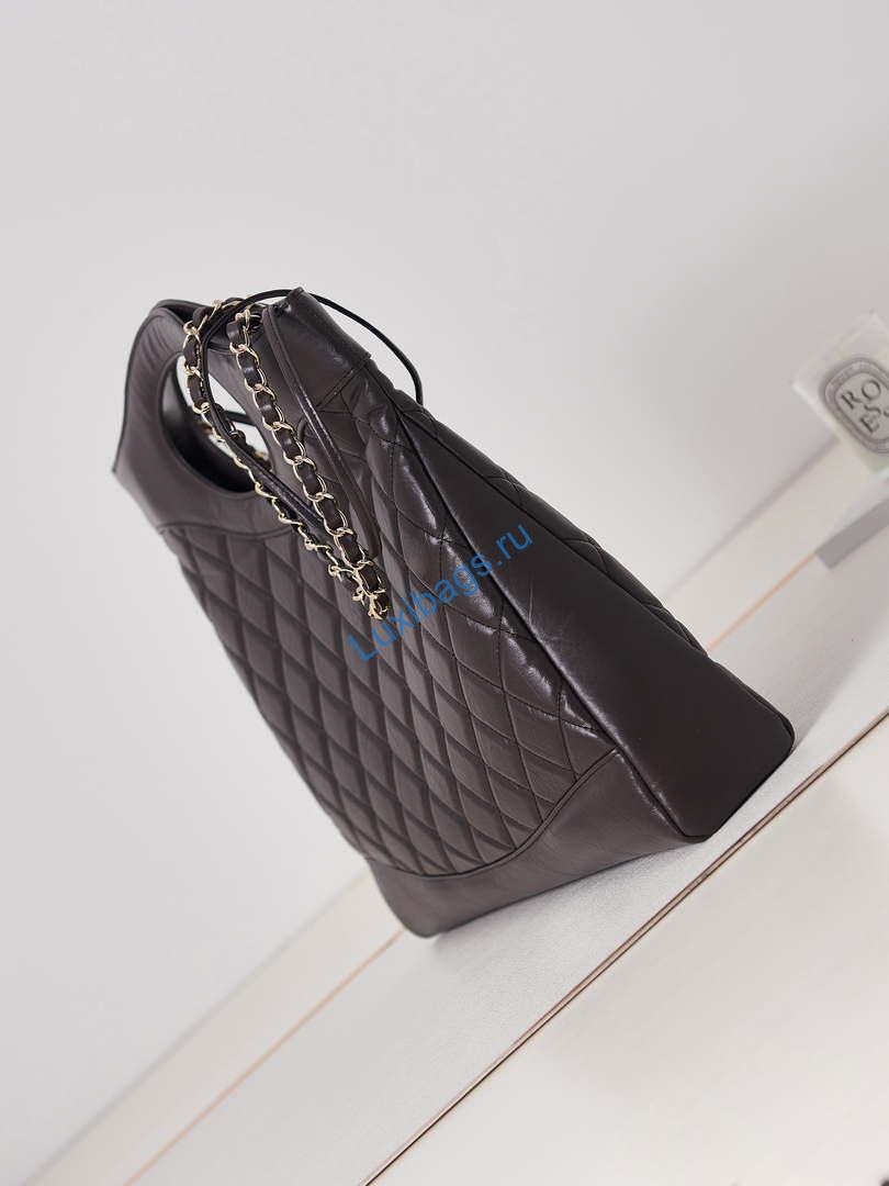 Chanel AS1010 31 Larage Shopping Bag Shiny Lambskin Dark Borwn | chanel as1010 31 larage shopping bag shiny lambskin dark brown 004