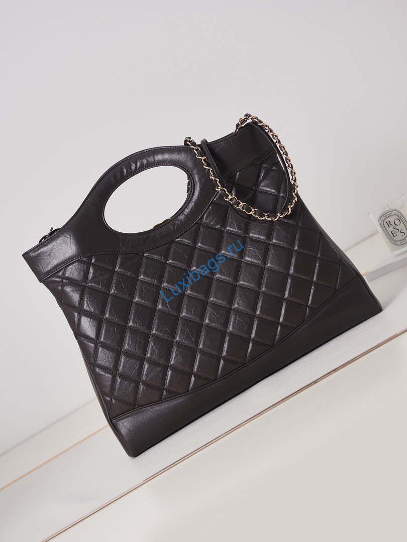 Chanel AS1010 31 Larage Shopping Bag Shiny Lambskin Dark Borwn | chanel as1010 31 larage shopping bag shiny lambskin dark brown 005