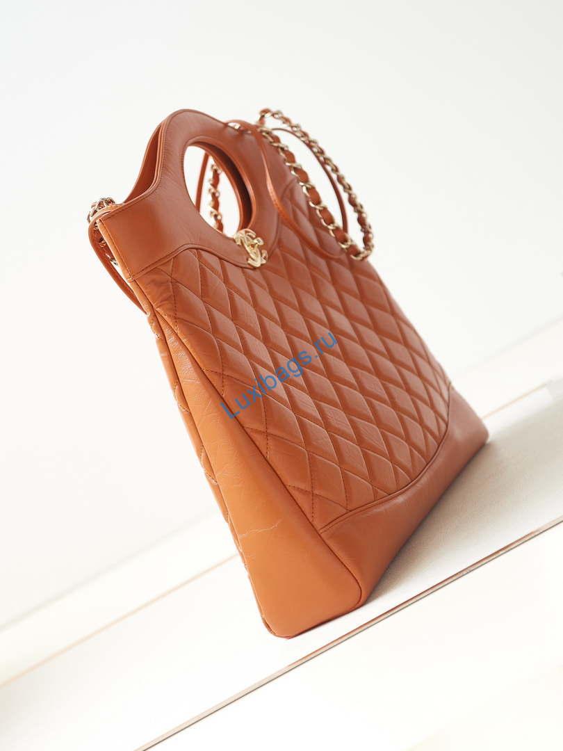 Chanel AS1010 31 Larage Shopping Bag Shiny Lambskin Light Orange | chanel as1010 31 larage shopping bag shiny lambskin light orange 003