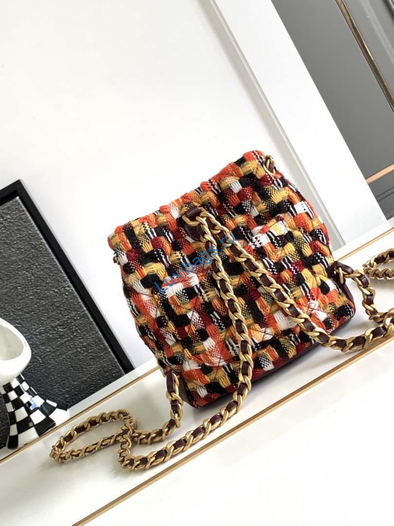 Chanel AS3947 Small Backpack Wool Tweed, Lambski & Gold-Tone Metal Orange | chanel as3947 small backpack wool tweed lambski gold tone metal orange 003