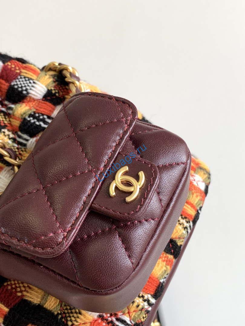Chanel AS3947 Small Backpack Wool Tweed, Lambski & Gold-Tone Metal Orange | chanel as3947 small backpack wool tweed lambski gold tone metal orange 006