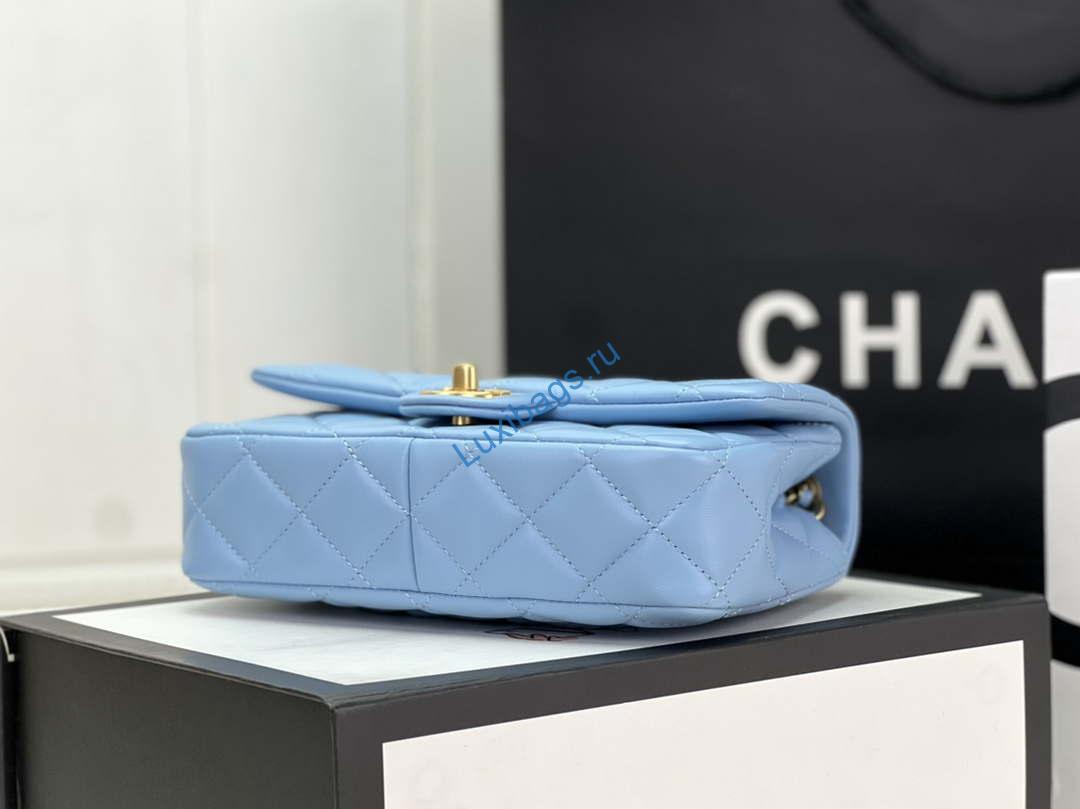 Chanel AS4151 Small Flap Bag With Top Handle Lambskin & Wenge Wood Blue | chanel as4151 small flap bag with top handle lambskin wenge wood blue 005