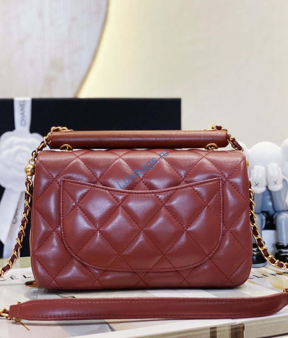 chanel as4151 small flap bag with top handle lambskin & wenge wood wine red 2 Chanel AS4151 Small Flap Bag With Top Handle Lambskin & Wenge Wood Wine Red | chanel as4151 small flap bag with top handle lambskin wenge wood wine red 003