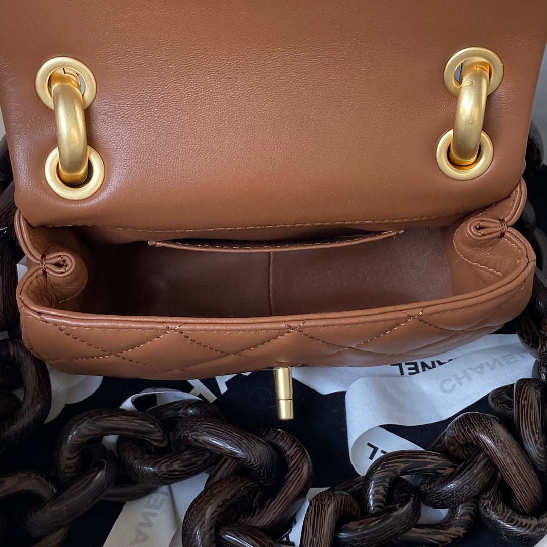 Chanel AS4165 Mini Flap Bag Lambskin Wenge Wood & Gold-Tone Metal Light Brown | chanel as4165 mini flap bag lambskin wenge wood gold tone metal light brown 007