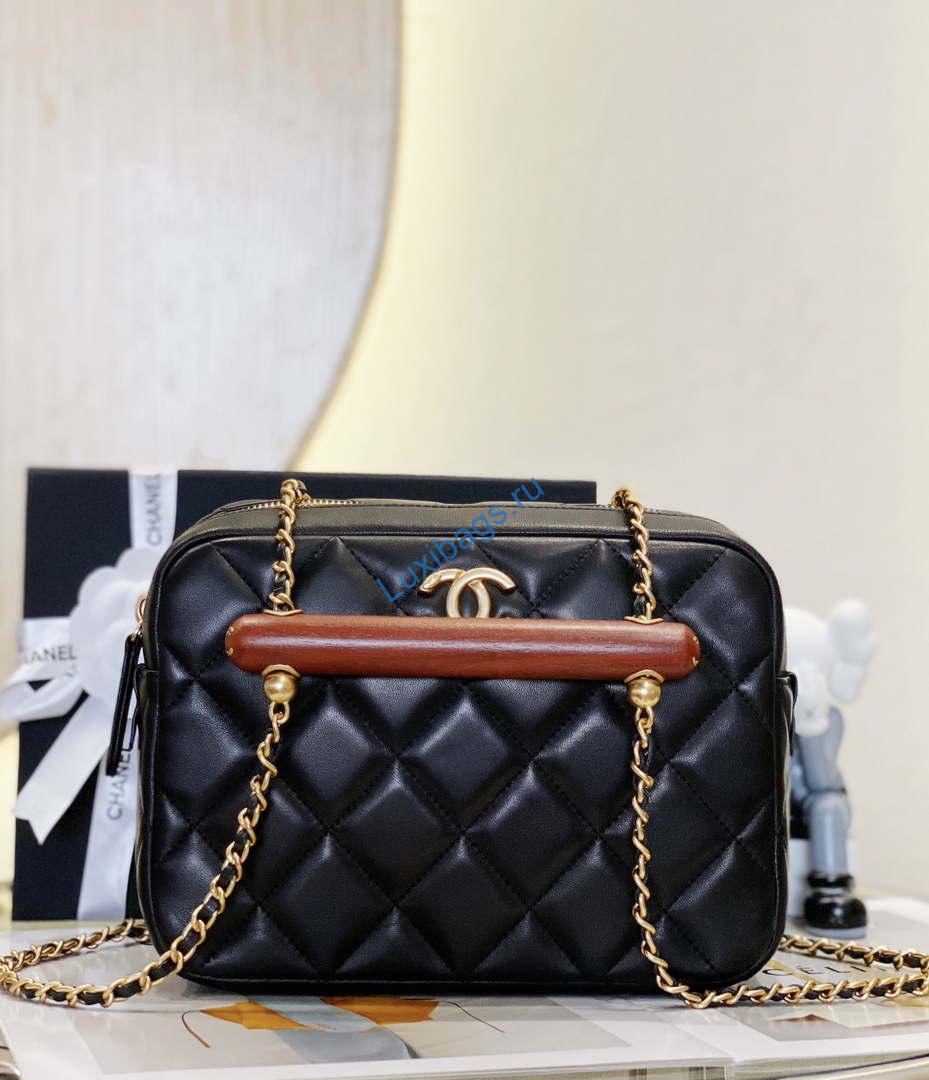 Chanel AS4198 MINI BOWLING BAG Lambskin & Wenge Wood Black | chanel as4198 mini bowling bag lambskin wenge wood black 002