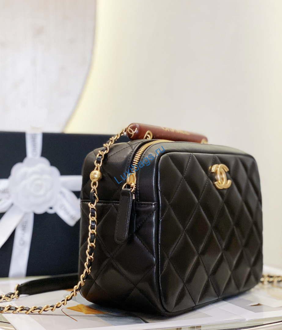 Chanel AS4198 MINI BOWLING BAG Lambskin & Wenge Wood Black | chanel as4198 mini bowling bag lambskin wenge wood black 004
