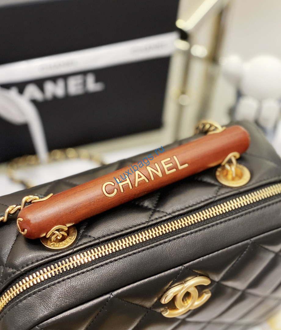 Chanel AS4198 MINI BOWLING BAG Lambskin & Wenge Wood Black | chanel as4198 mini bowling bag lambskin wenge wood black 007