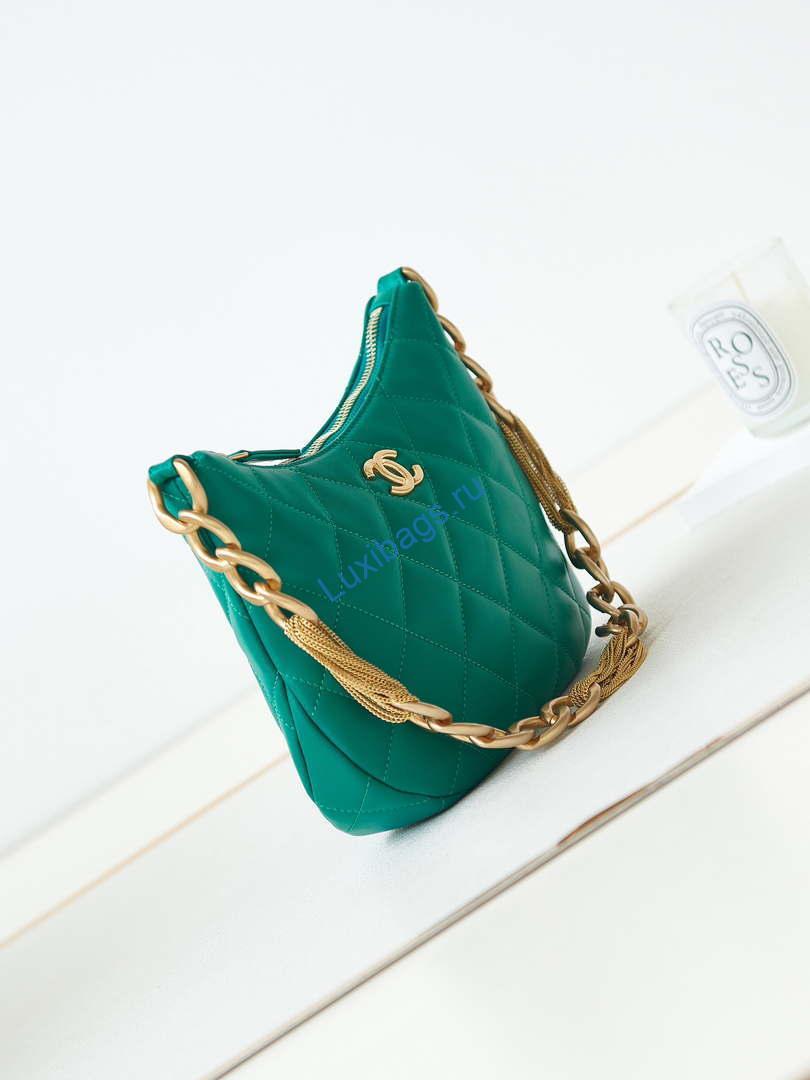 Chanel AS4220 HOBO Handbag Lambskin Green | chanel as4220 hobo handbag lambskin blue 002