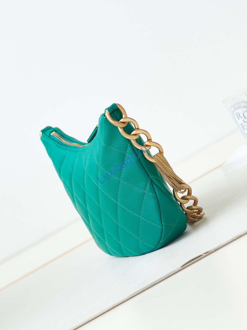 Chanel AS4220 HOBO Handbag Lambskin Green | chanel as4220 hobo handbag lambskin blue 003