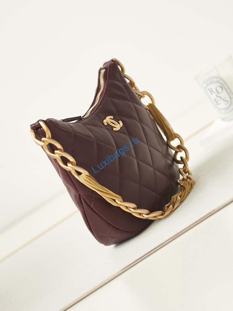 Chanel AS4220 HOBO Handbag Lambskin Wine Red | chanel as4220 hobo handbag lambskin wine red 004