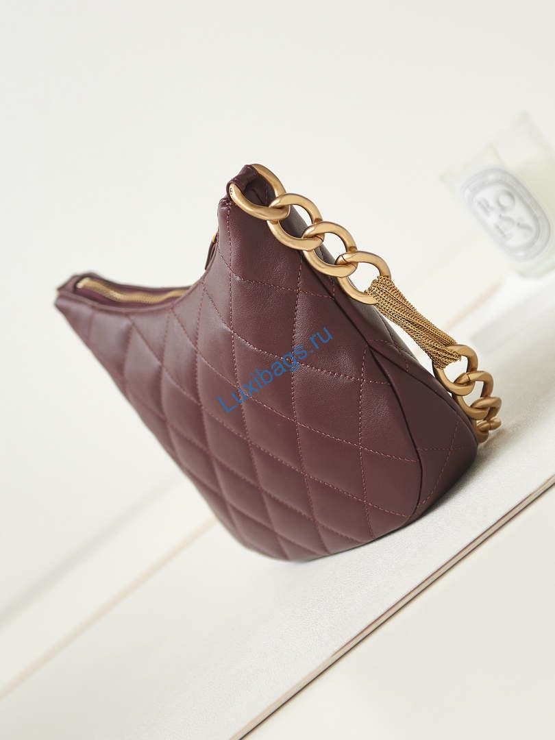 Chanel AS4220 HOBO Handbag Lambskin Wine Red | chanel as4220 hobo handbag lambskin wine red 005