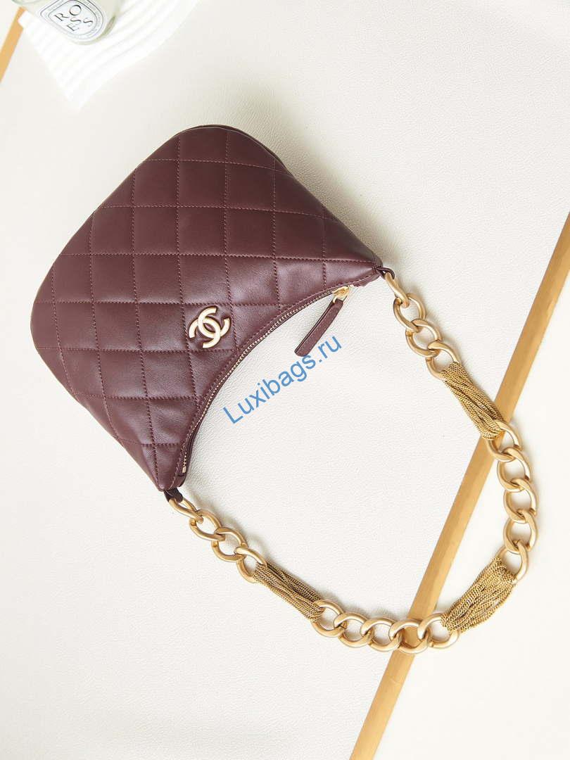 Chanel AS4220 HOBO Handbag Lambskin Wine Red | chanel as4220 hobo handbag lambskin wine red 008