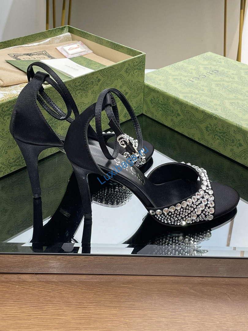Gucci 749832 Women's High Heel Sandals With Crystals G38277 | gucci 749832 womens high heel sandals with crystals g38277 3