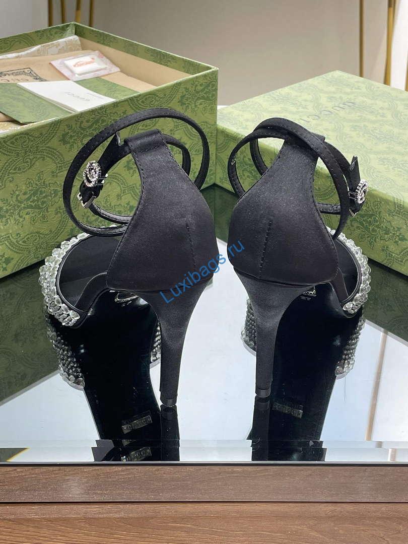 Gucci 749832 Women's High Heel Sandals With Crystals G38277 | gucci 749832 womens high heel sandals with crystals g38277 4