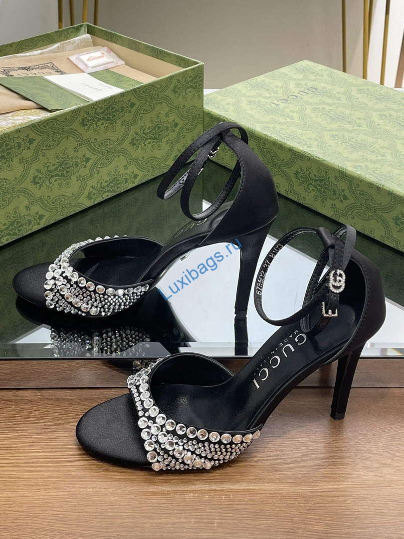 Gucci 749832 Women's High Heel Sandals With Crystals G38277 | gucci 749832 womens high heel sandals with crystals g38277 5