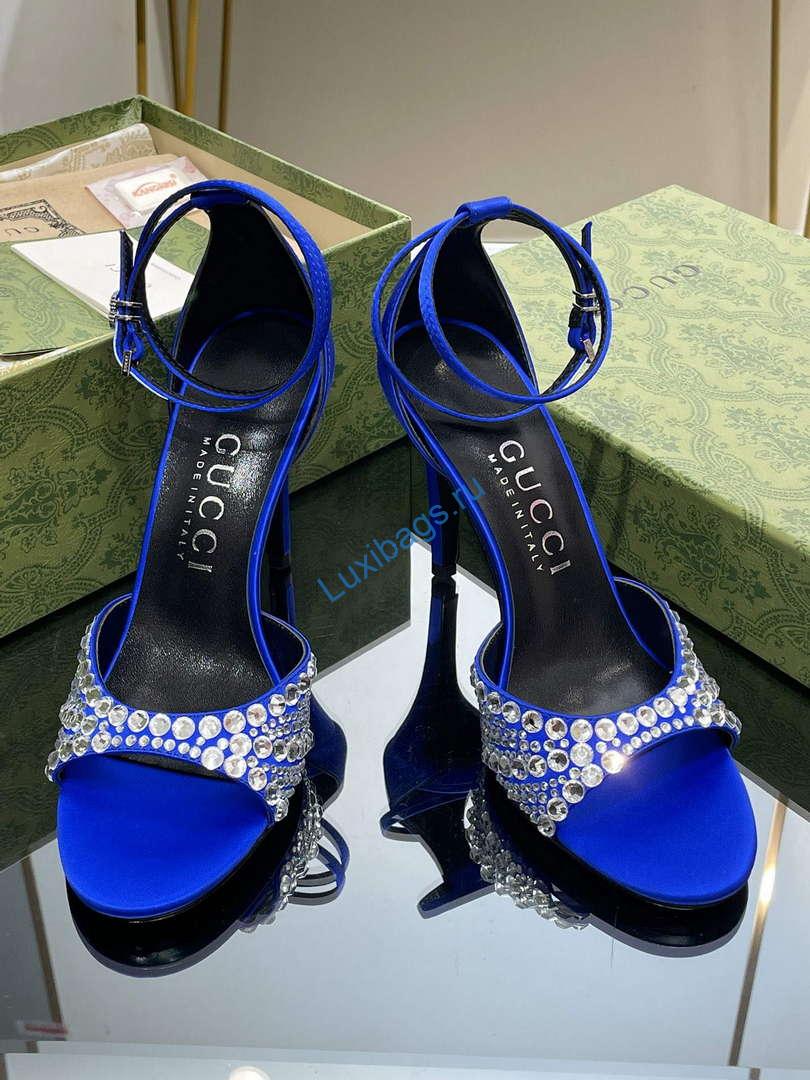 Gucci 749832 Women's High Heel Sandals With Crystals G38278 | gucci 749832 womens high heel sandals with crystals g38278 1