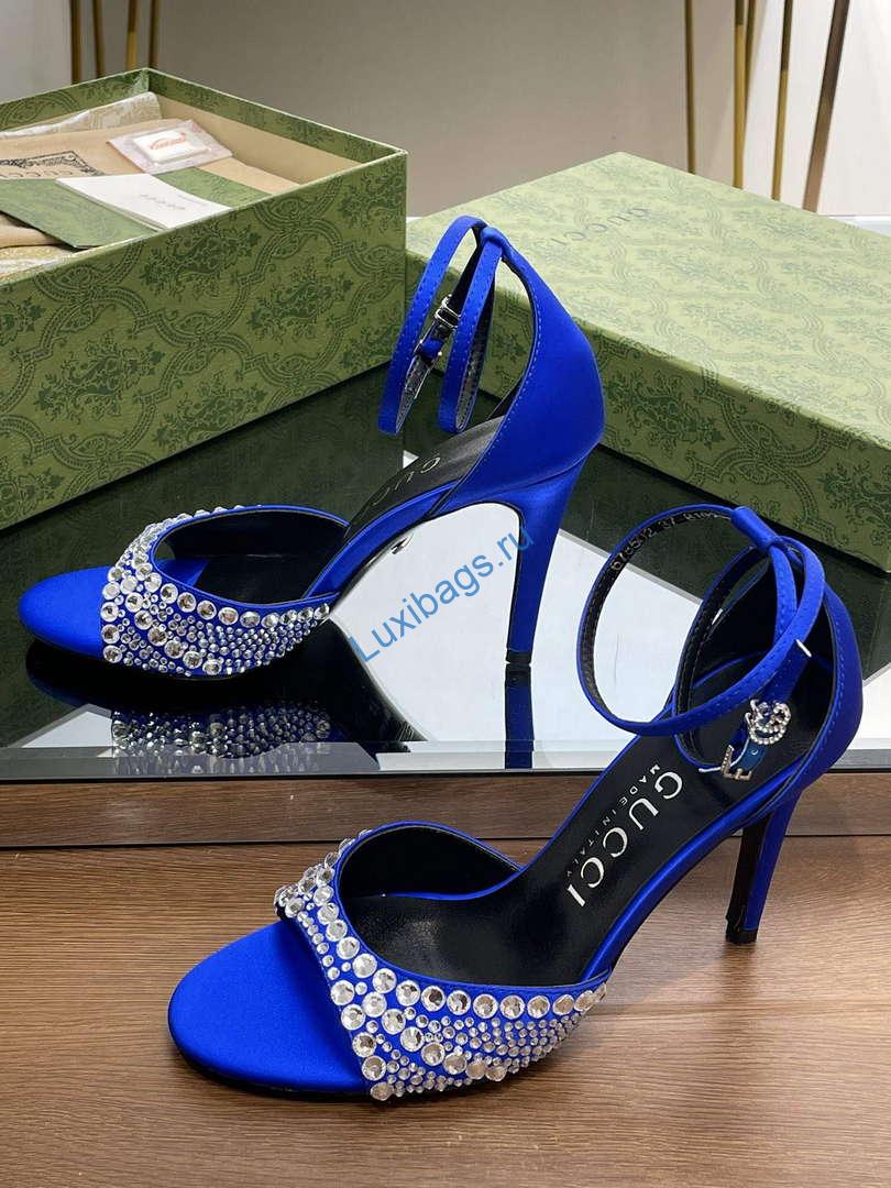 Gucci 749832 Women's High Heel Sandals With Crystals G38278 | gucci 749832 womens high heel sandals with crystals g38278 5