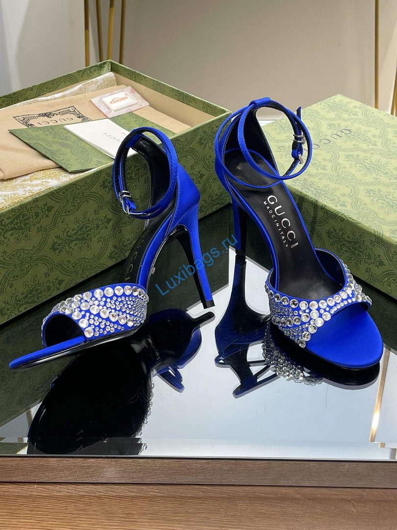 Gucci 749832 Women's High Heel Sandals With Crystals G38278 | gucci 749832 womens high heel sandals with crystals g38278 6