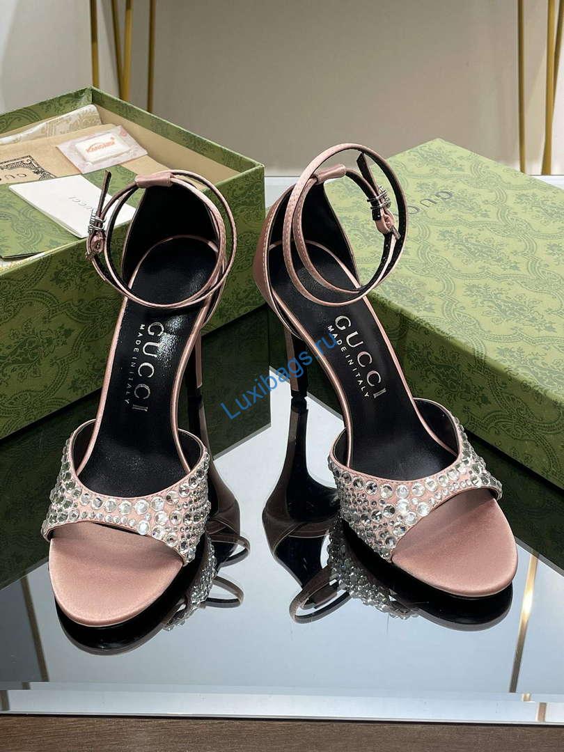 Gucci 749832 Women's High Heel Sandals With Crystals G38280 | gucci 749832 womens high heel sandals with crystals g38280 1