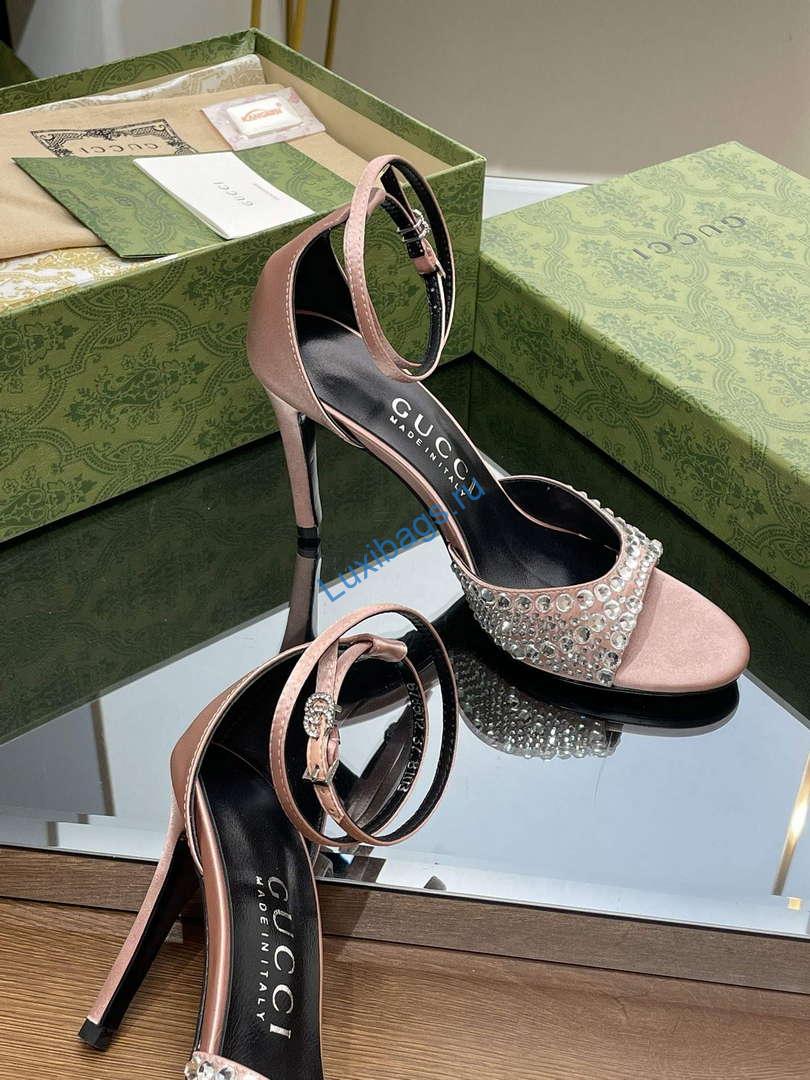 Gucci 749832 Women's High Heel Sandals With Crystals G38280 | gucci 749832 womens high heel sandals with crystals g38280 8