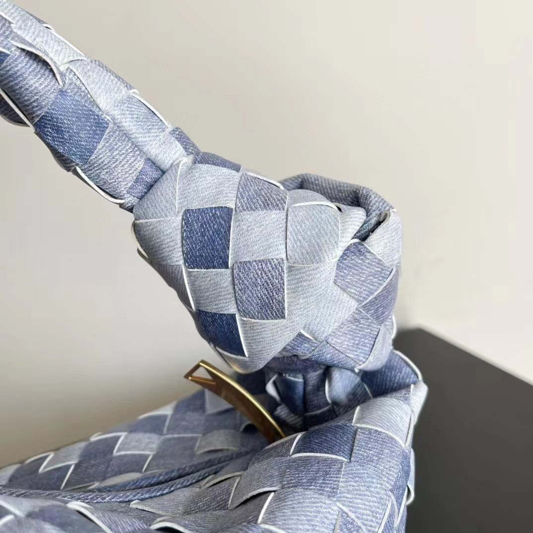 Bottega Veneta BV 651876 mini Jodie canvas Rhinestones Denim Blue | bottega veneta bv 651876 mini jodie canvas rhinestones denim blue 005
