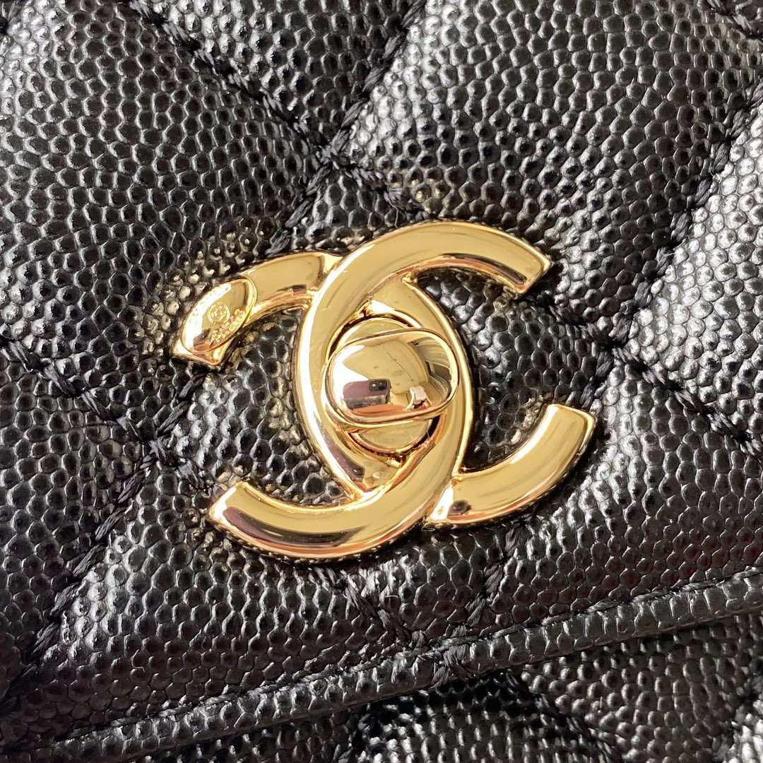 Chanel A92990 Medium Flap Bag With Top Handle Bag Black | chanel 23p medium flap bag with brown top handle bag a92990 black 012