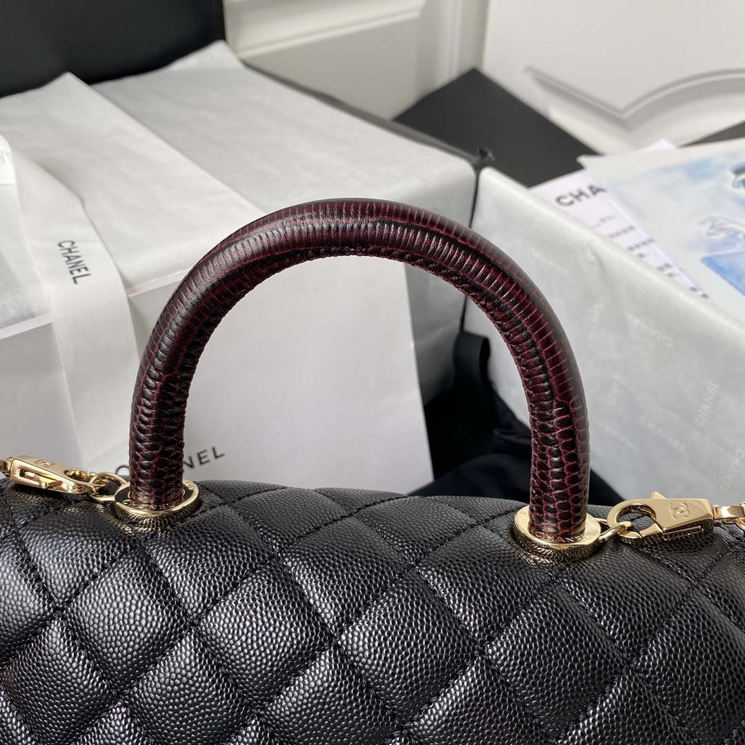 Chanel A92990 Medium Flap Bag With Top Handle Bag Black | chanel 23p medium flap bag with brown top handle bag a92990 black 013