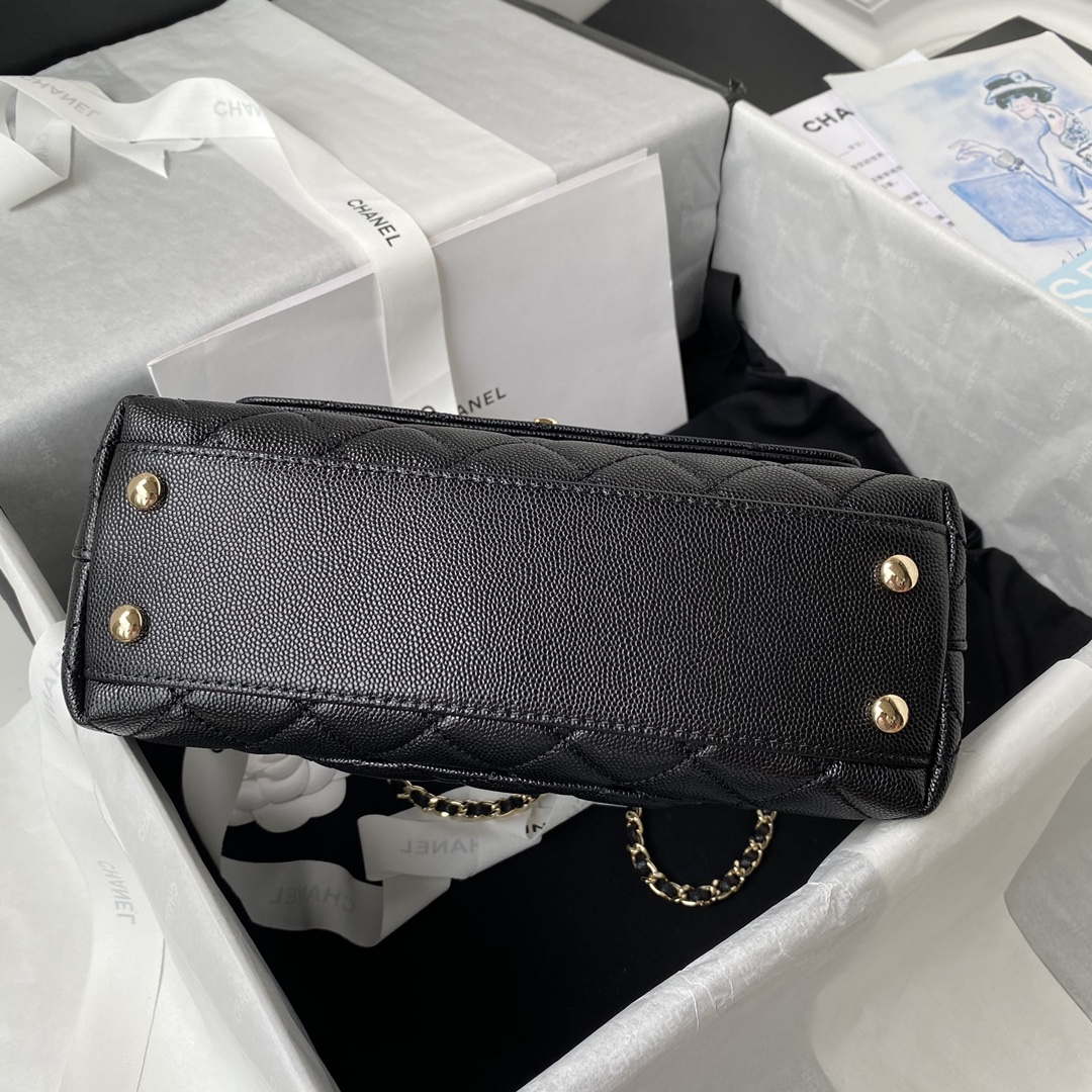 Chanel A92990 Medium Flap Bag With Top Handle Bag Black | chanel 23p medium flap bag with brown top handle bag a92990 black 015