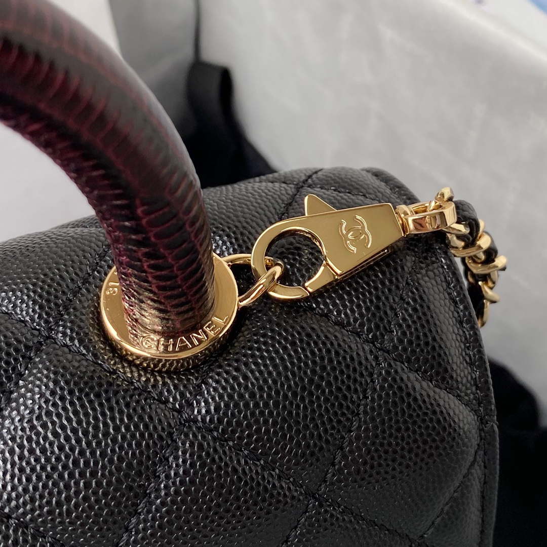 Chanel A92990 Medium Flap Bag With Top Handle Bag Black | chanel 23p medium flap bag with brown top handle bag a92990 black 016