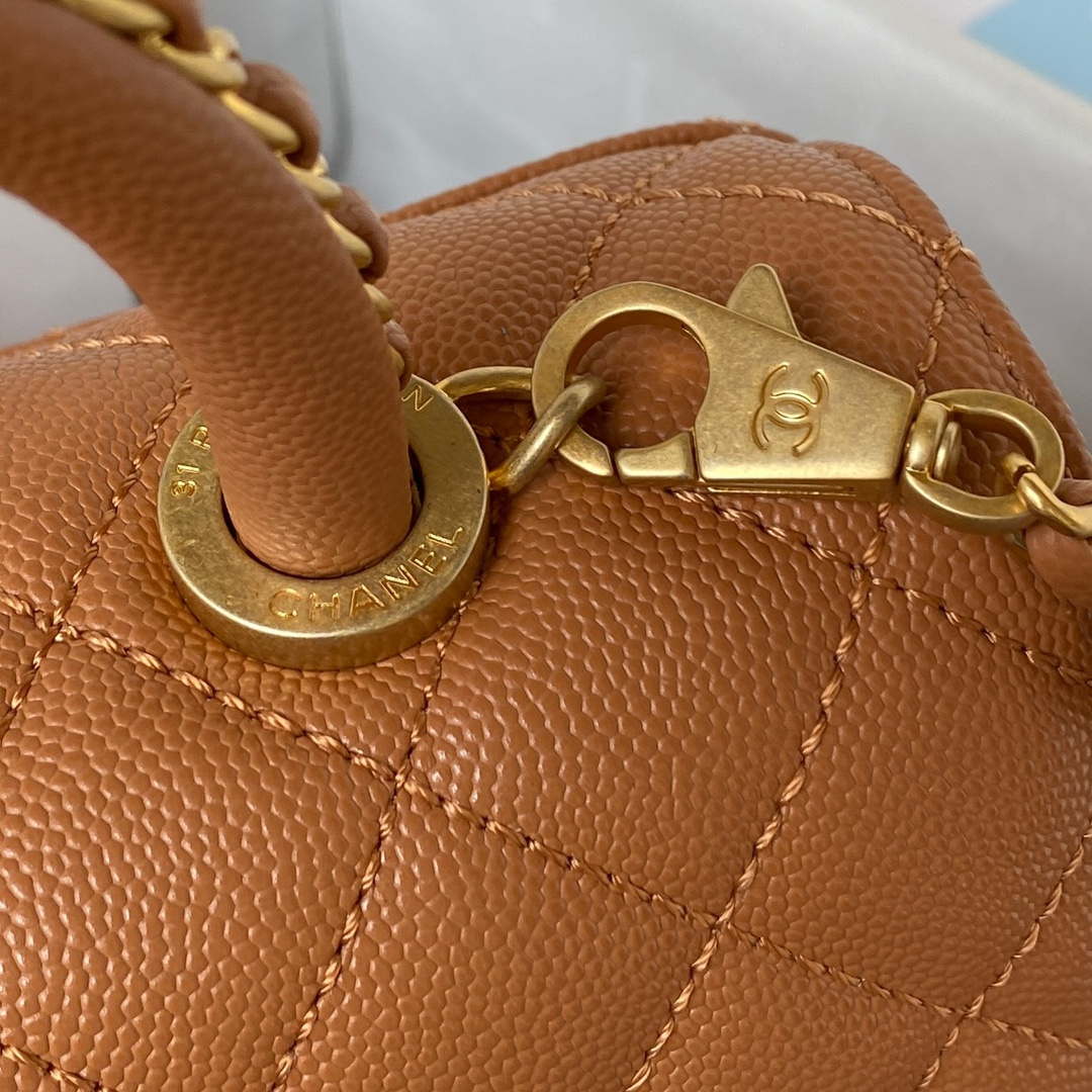 Chanel 23P Medium Flap Bag With Brown Top Handle Bag A92990 Brown | chanel 23p medium flap bag with brown top handle bag a92990 brown 004