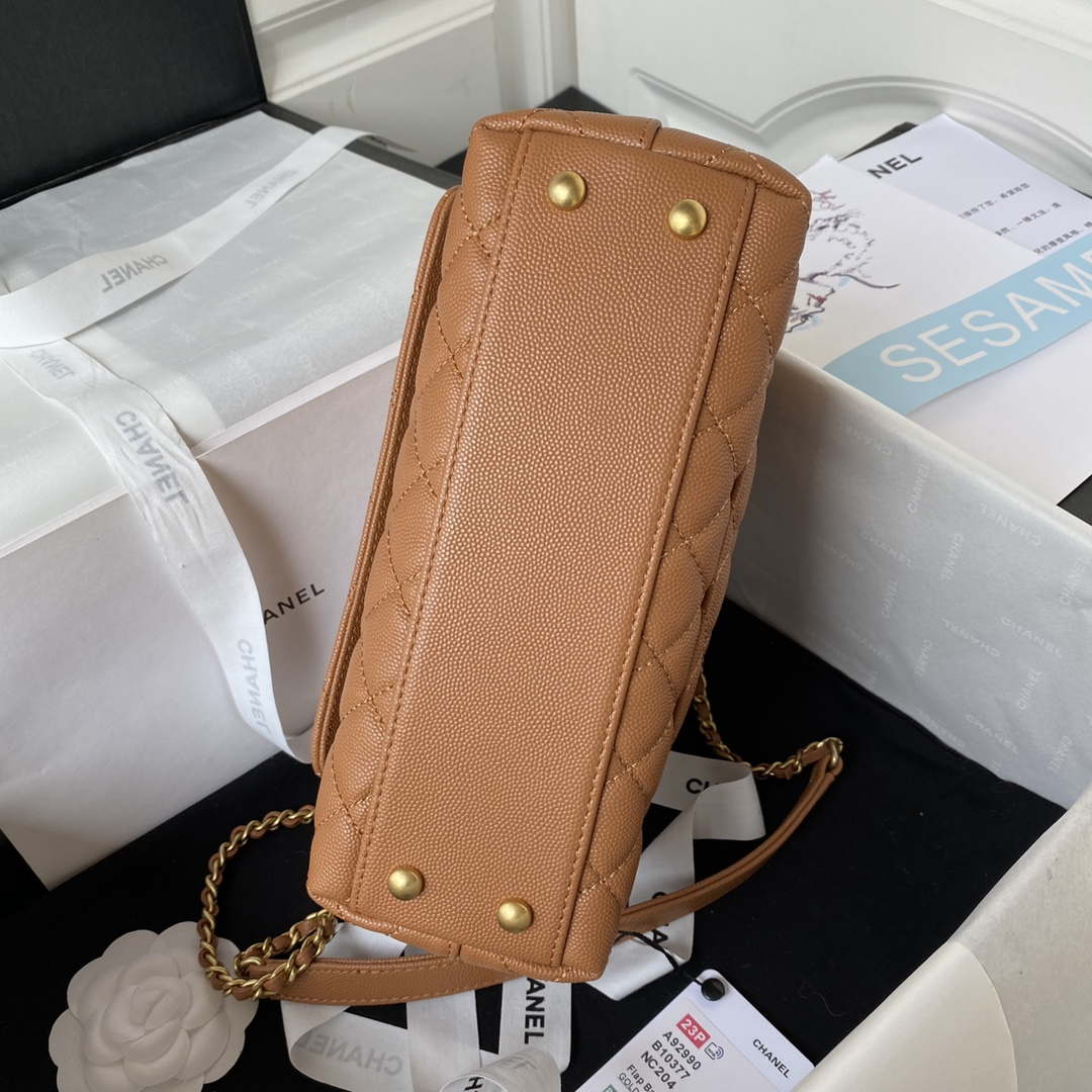 Chanel 23P Medium Flap Bag With Brown Top Handle Bag A92990 Brown | chanel 23p medium flap bag with brown top handle bag a92990 brown 005
