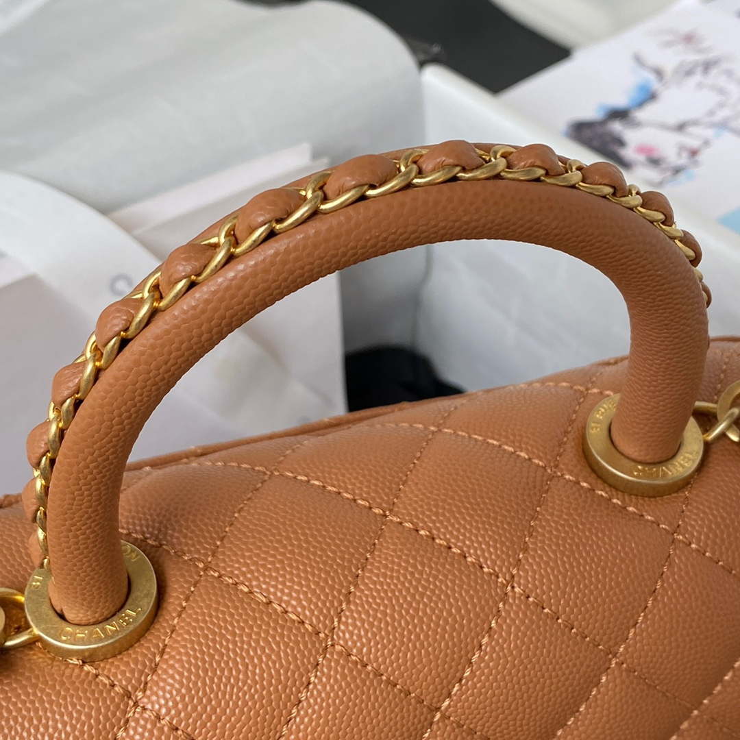 Chanel 23P Medium Flap Bag With Brown Top Handle Bag A92990 Brown | chanel 23p medium flap bag with brown top handle bag a92990 brown 006