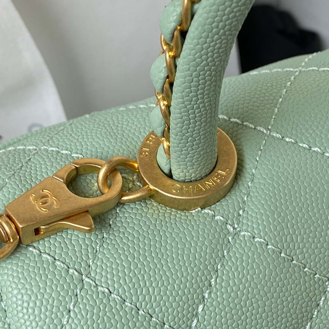 Chanel 23P Medium Flap Bag With Brown Top Handle Bag A92990 Green | chanel 23p medium flap bag with brown top handle bag a92990 green 004