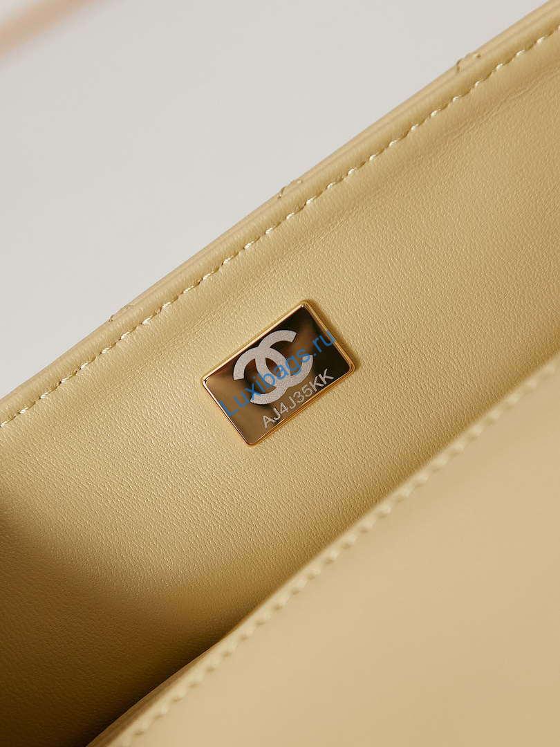 Chanel AS4141 Camellia Embossed Flap With top Handle Bag Beige | chanel as4141 camellia embossed with top handle bag beige 007