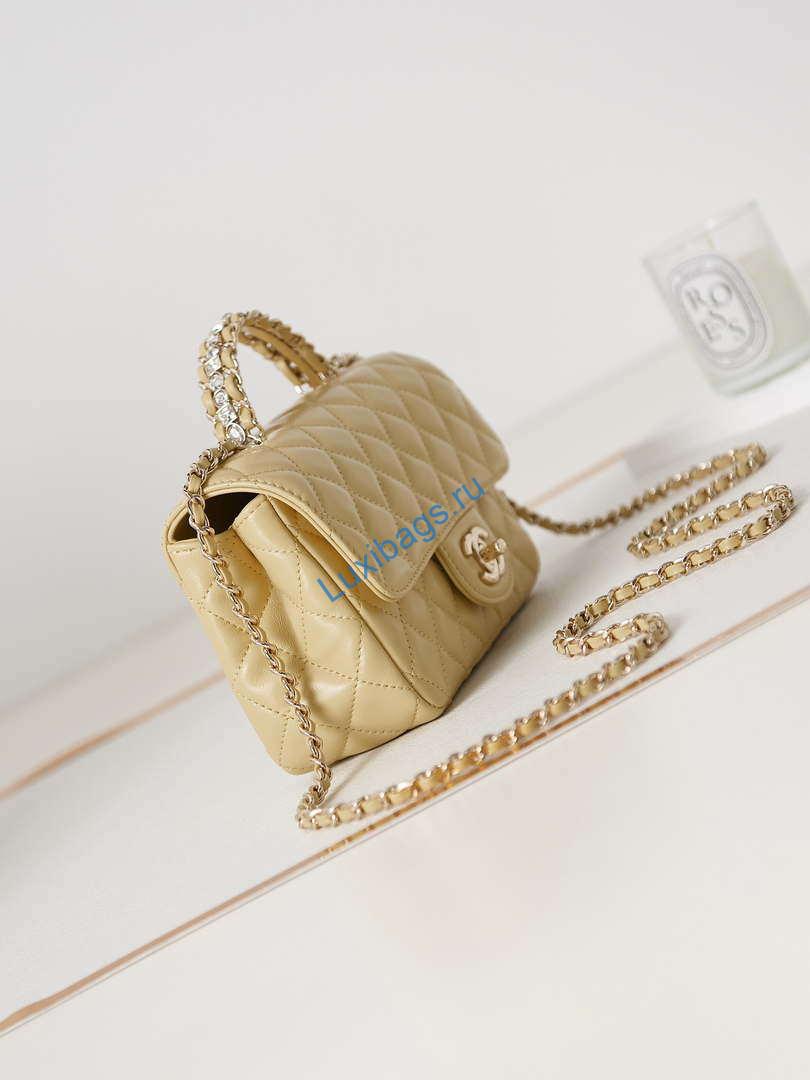 Chanel AS4141 Camellia Embossed Flap With top Handle Bag Beige | chanel as4141 camellia embossed with top handle bag beige 009