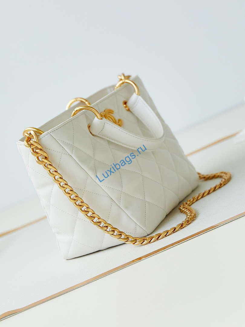 Chanel AS4188 Small Hobo Bag Shiny lambskin Gold Metal White | chanel as4188 small hobo bag shiny lambskin gold metal white 003